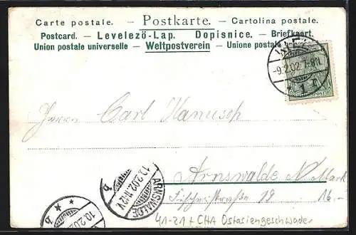 Lithographie SM Panzerschiff Brandenburg, Kyffhäuser-Denkmal, Ostasiengeschwader, Kaiser Wilhelm II.