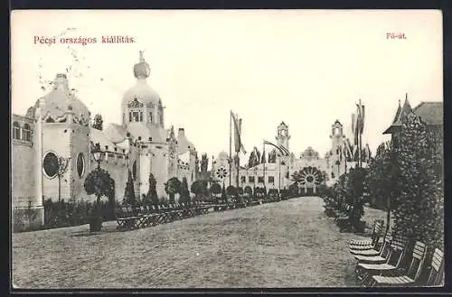 AK Pécs, Pécsi országos kiállitás 1907, Fö-út