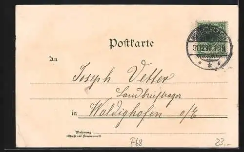 Lithographie Neubreisach, Artillerie- und Infanterie-Kasernen, Garnison-Verwaltung, Unteroffizier Vorschule, Rathhaus