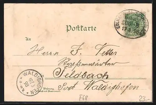 Lithographie Colmar, Forsthaus Wolfganzen, Geheimrathseiche, Schiessstand