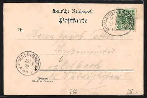 Lithographie Logelbach, Restaurant Hildebrand, Haus Herzog, Chapelle, Fabrique Haussmann