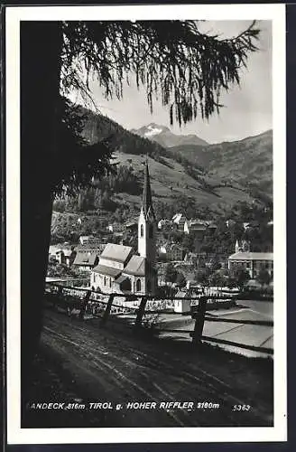 AK Landeck /Tirol, Ortsansicht gegen Hoher Riffler