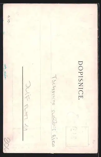 Künstler-AK Prag, Palast des ehemaligen Tschechischen Gerichts