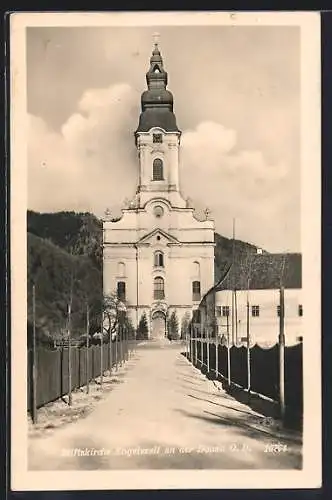 AK Engelhartszell a. d. Donau, Stift Engelszell, Stiftskirche, Frontalansicht