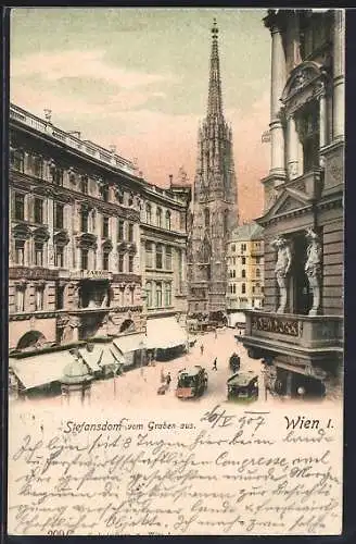 AK Wien, Stefansdom vom Graben aus