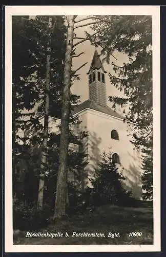 AK Forchtenstein /Bgld., Die Rosalienkapelle zwischen Bäumen