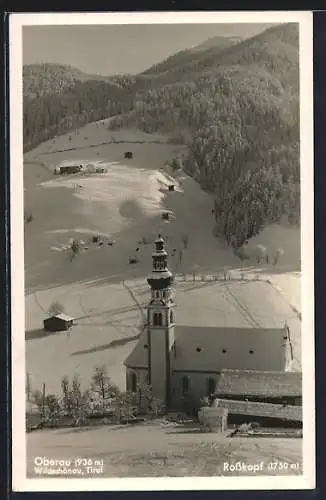 AK Oberau, Ortspartie mit Kirche
