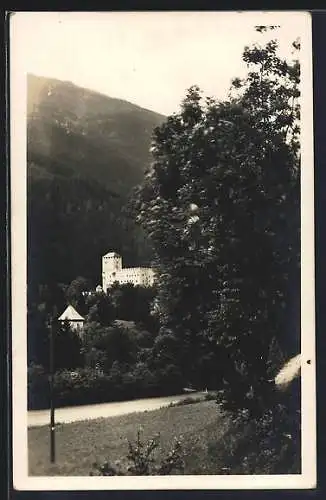 AK Bruck bei Lienz, Blick zum Schloss mit Poetensteig