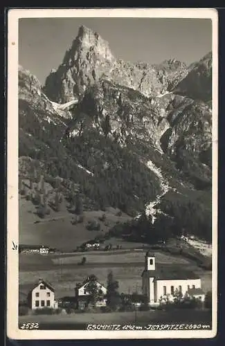AK Gschnitz, Ortsansicht mit der Ilmspitze