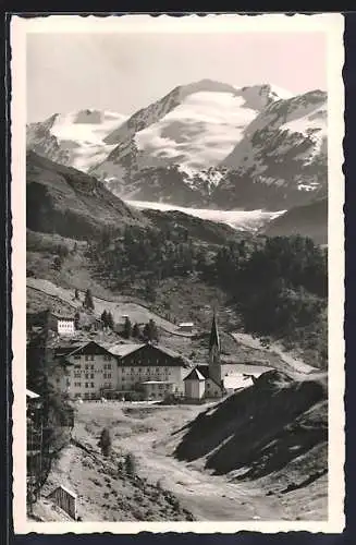 AK Obergurgl /Ötztal, Hotel Gurgl und Edelweiss, Blick zum Gletscher