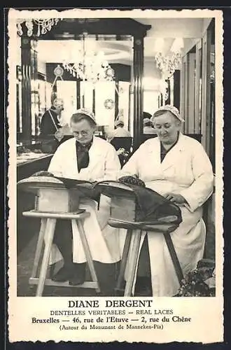 AK Bruxelles, Diane Dergent, Dentelles Veritables, 2 Rue du Chêne