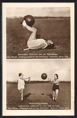 AK Frauen machen Gymnastik mit Medizinbällen