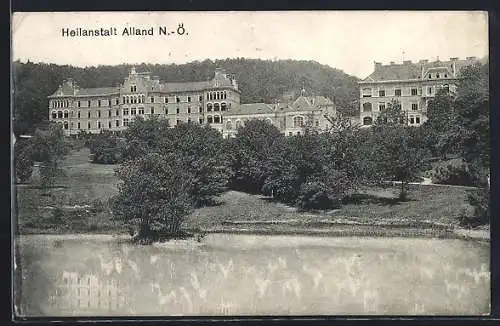 AK Alland /N.-Ö., Heilanstalt vom Wasser aus