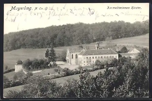 AK Mayerling, Karmeliterinnen Kloster aus der Vogelschau
