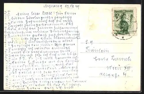 AK Aspang am Wechsel, Gesamtansicht mit Umgebung, von oben gesehen