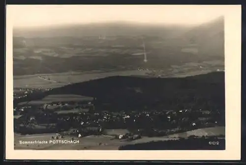 AK Pottschach, Gesamtansicht mit Umgebung aus der Vogelschau