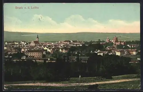 AK Bruck a. d. Leitha, Ortspanorama aus der Vogelschau