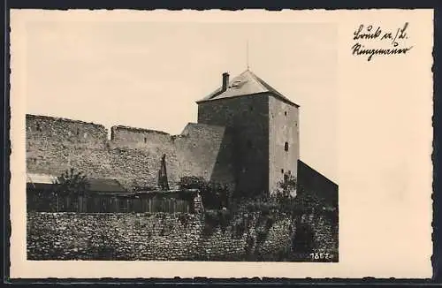 AK Bruck a. d. Leitha, Ringmauer mit Turm