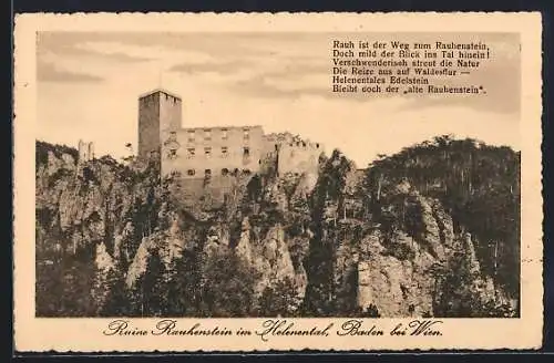 AK Baden bei Wien, Helenental, Ruine Rauhenstein