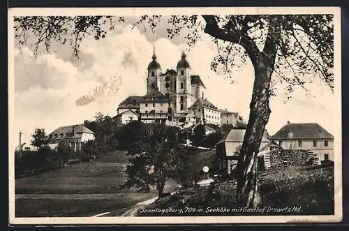 AK Sonntagberg /Nd., Ortspartie mit Kirche u. Gasthof Irowetz