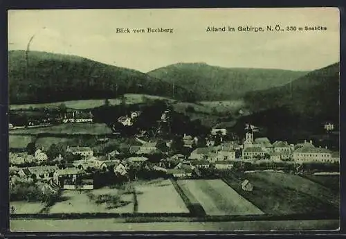 AK Alland, Blick auf den Ort vom Buchberg aus