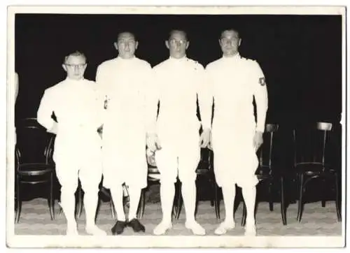 Fotografie Wörthersee-Sportfest 1938, Länderkampf Florett-Fechten Deutschland vs. Belgien, Deutsche Mannschaft