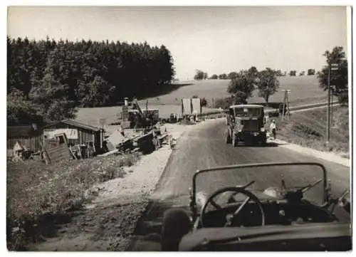 Fotografie Schostal, Ansicht Salzburg, Beginn der Bauarbeiten an der Reichsautobahnstrecke / Autobahn 1938