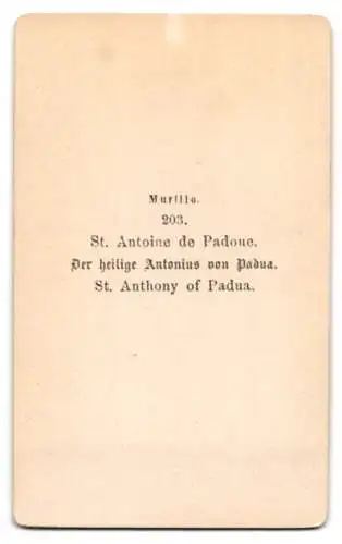 Fotografie unbekannter Fotograf und Ort, Gemälde: Der heilige Antonius von Padua, nach Murillo