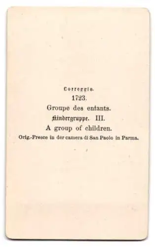 Fotografie unbekannter Fotograf und Ort, Gemälde: Kindergruppe, nach Correggio, nackt