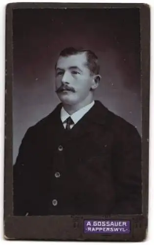 Fotografie A. Gossauer, Rapperswyl, Ansicht Rapperswyl, Blick auf das Ateliersgebäude nebst Anschrift