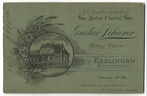 Fotografie Gustav Scheerer, Esslingen, Bahnhofstr. 5, Ansicht Esslingen, Blick zum Ateliersgebäude