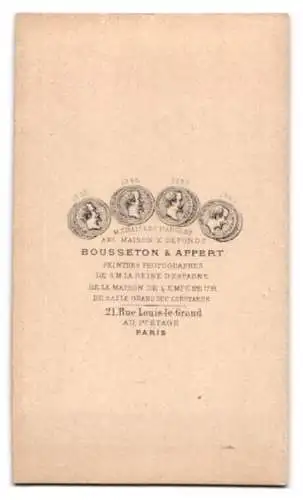 Fotografie Bousseton & Appert, Paris, Rue Louis-le-Grand 21, Porträt eines bärtigen Mannes
