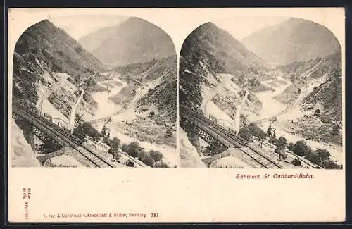 Stereo-AK Brücke der St. Gotthard-Bahn