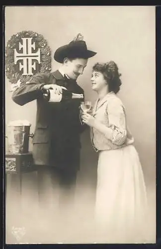 AK Pärchen trinkt ein Glas Sekt auf dem Deutschen Turnfest
