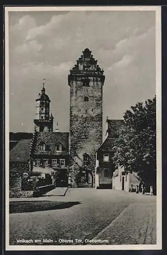 AK Volkach am Main, Oberes Tor und Diebenturm