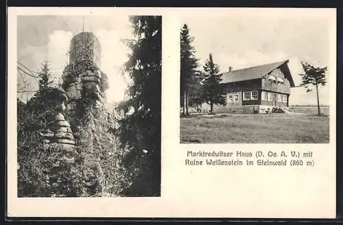 AK Waldershof, Marktredwitz Haus des D. & Oe. A. V., Ruine Weissenstein im Steinwald