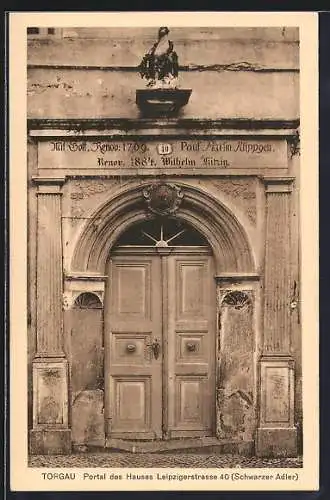 AK Torgau, Portal des Hauses Leipzigerstrasse 40