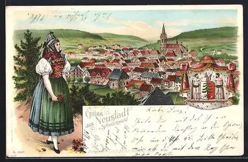 Lithographie Neustadt i. Schwarzwald, Ortsansicht