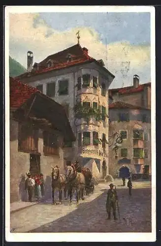 Künstler-AK Bozen, Gasthaus Batzenhäusl