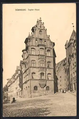 AK Nürnberg, Topler-Haus mit Strassenpartie