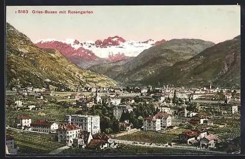 AK Gries-Bozen, Blick auf Stadt und Rosengarten