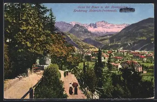 AK Gries-Bozen, Stadtblick mit dem Rosengarten