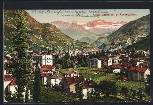 AK Bozen-Gries, Teilansicht mit dem Rosengarten