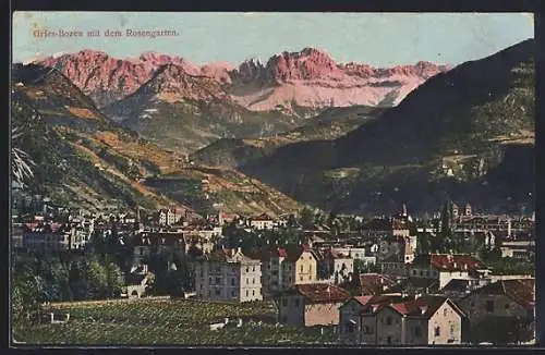 AK Gries-Bozen, Panorama mit dem Rosengarten
