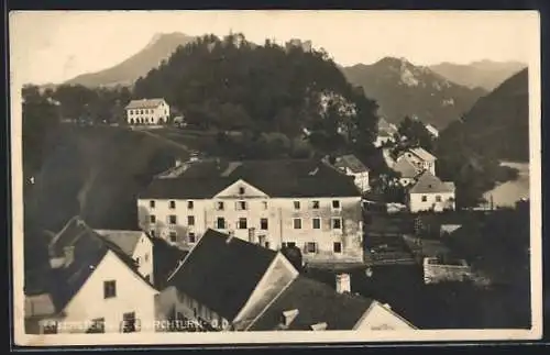 AK Losenstein a. d. E., Ortspartie mit Strasse vom Kirchturm aus