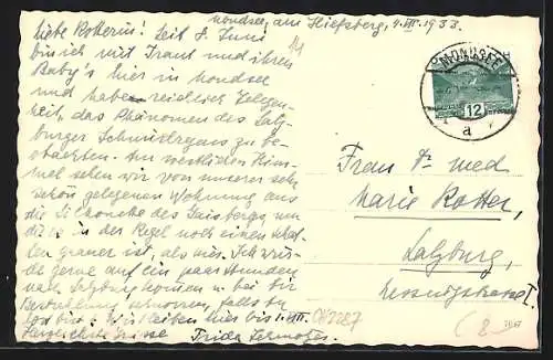 AK Mondsee, Ortspartie mit Kirche