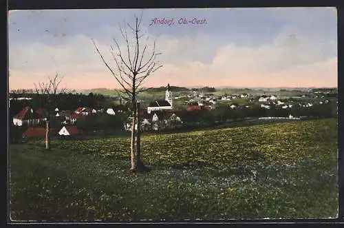 AK Andorf /Ob.-Oest., Teilansicht mit Kirche