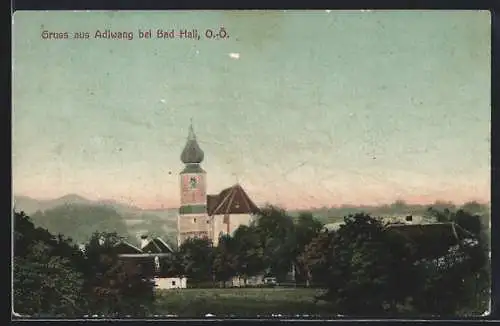 AK Adlwang bei Bad Hall, Ortspartie mit Kirche