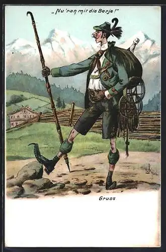 AK Nu `ran mit die Berje!, Bergsteiger-Tourist