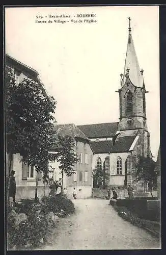 AK Roderen, Entree du Village, vue de l'Eglise